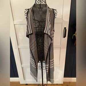Chelsea & Theodore Black and White Striped Draped Vest